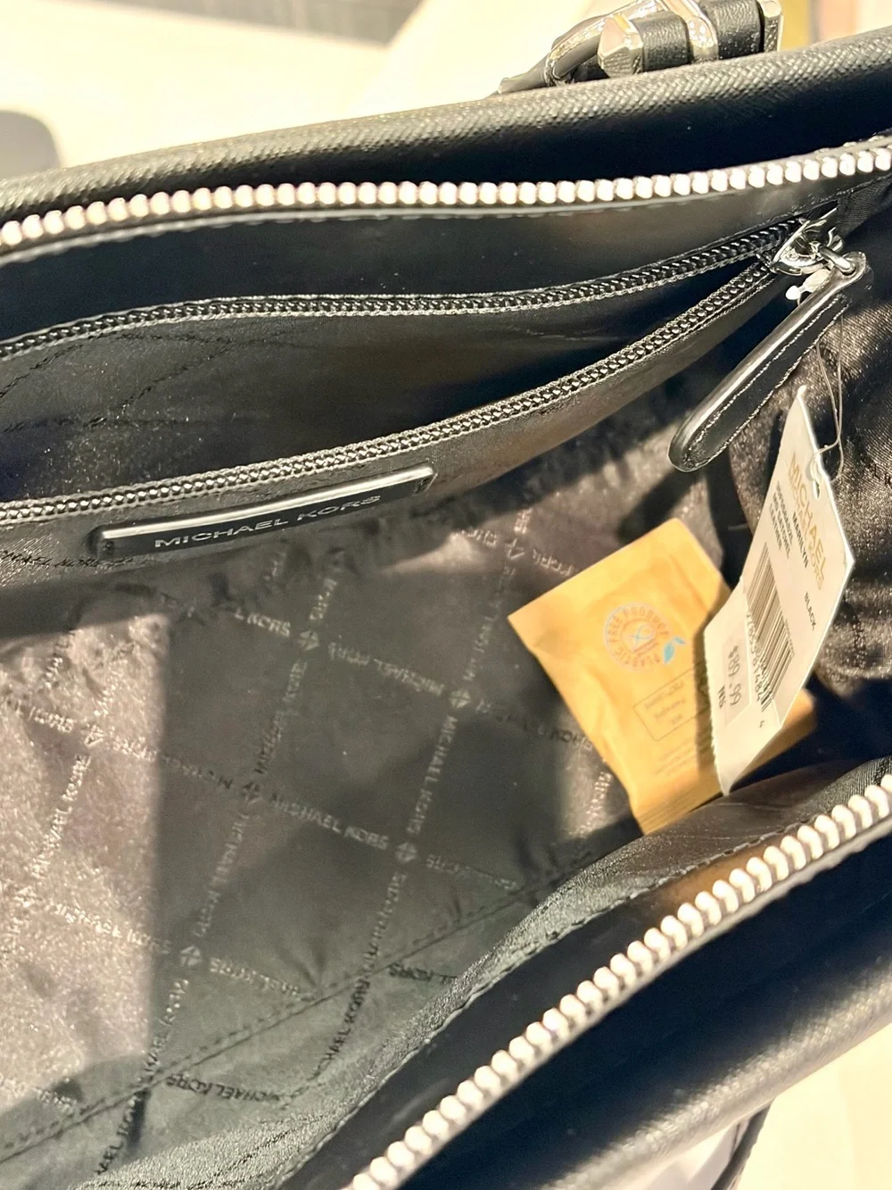 Michael Kors Marilyn Medium Saffiano Leather Satchel Crossbody Bag Black